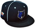 CUSTOM MAKE ACRYLIC FLATBRIM CAP WITH CONTRAST 
								EYELETS & BUTTON WITH PIPING ON CROWN SEAMS BACK PANEL PRINT & BRIM. CLIENT N.S.W. WOLFPACK GRIDIRON